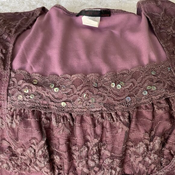 MCM Y2K Lace Overlay Milkmaid Mesh Fairy Top Whimsigoth Size Petite M - Picture 8 of 8